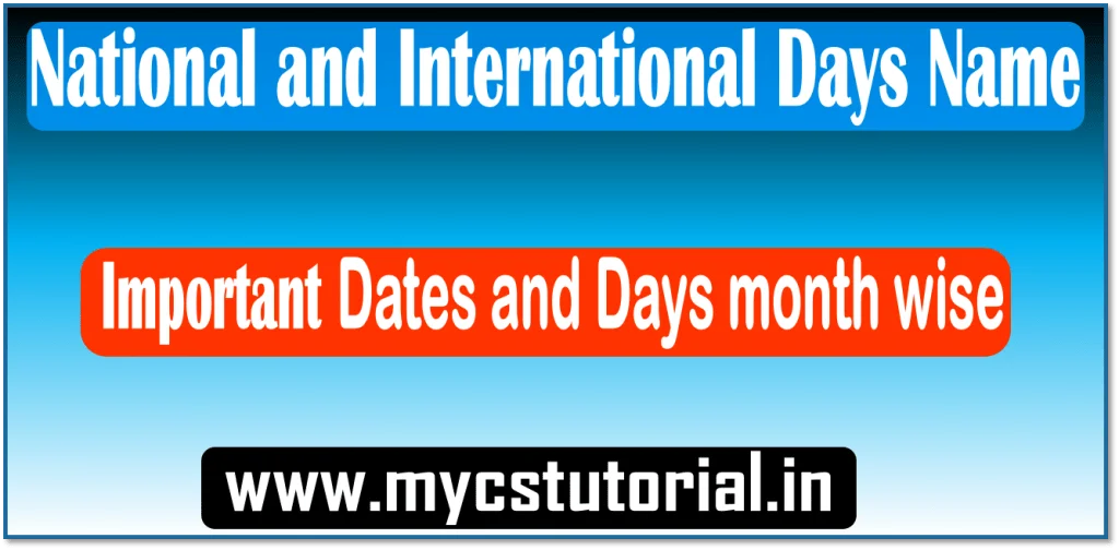 Important national and international dates and days
