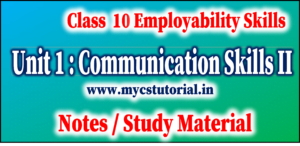 Unit 1 Communication Skills II