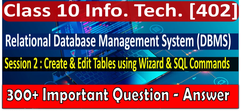 Create & Edit Tables using Wizard & SQL Commands RDBMS