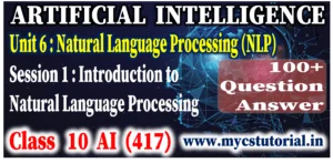 class 10 aritificial intelligence unit 6 NLP Session 1 Introduction to NLP