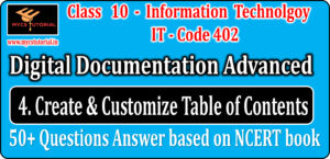 Class 10 Information Technology Code 402 Create and Customize Table of Contents Question Answer