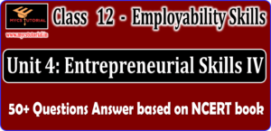 Class 12 Unit 4: Entrepreneurial Skills IV Question Answer