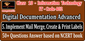 Class 10 Digital Documentation Mail Merge Question Answer