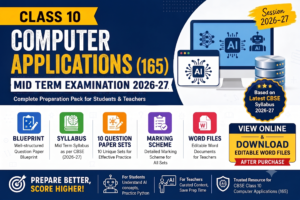 Class 10 Computer Applications (165) Mid Term Question Papers with Marking Scheme (10 Sets in Word)